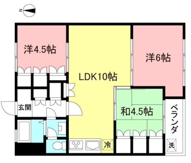 小金井第2コーポラス(3LDK/4階)の間取り写真