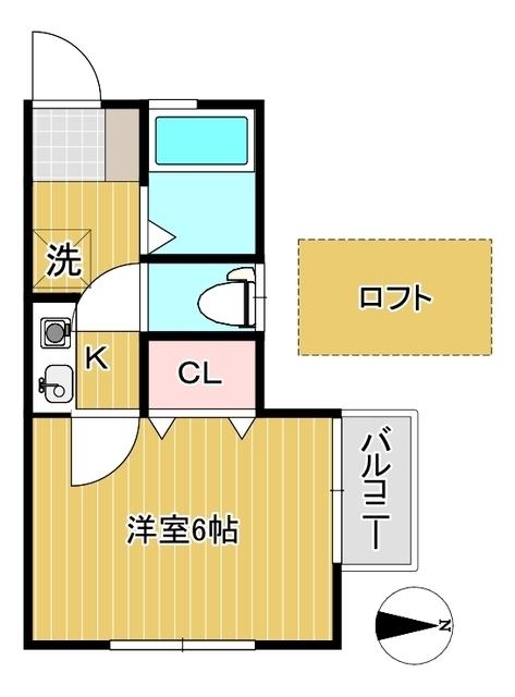 デルフィパークII(1K/2階)の間取り写真