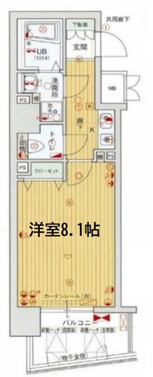 エイペックス松屋町ヴァンデュール(1K/11階)の間取り写真