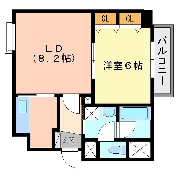 オークヒルズ武庫之荘(1LDK/1階)の間取り写真