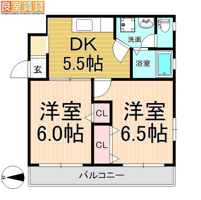 山田ビル(2DK/8階)の間取り写真