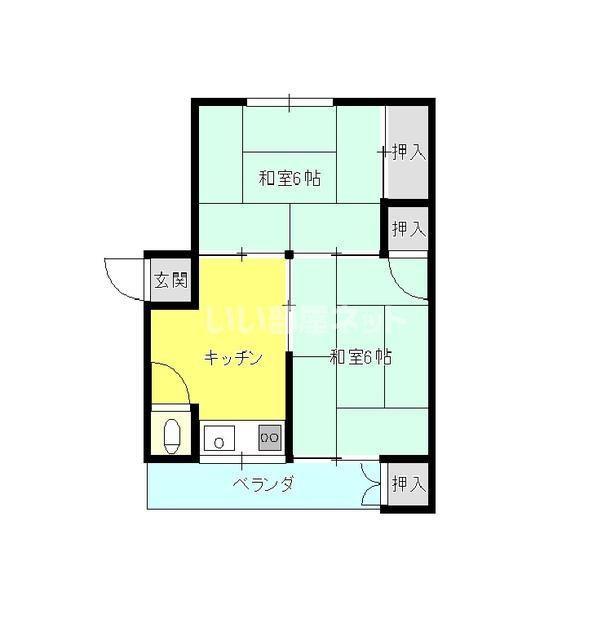 安部信ビル(2DK/2階)の間取り写真
