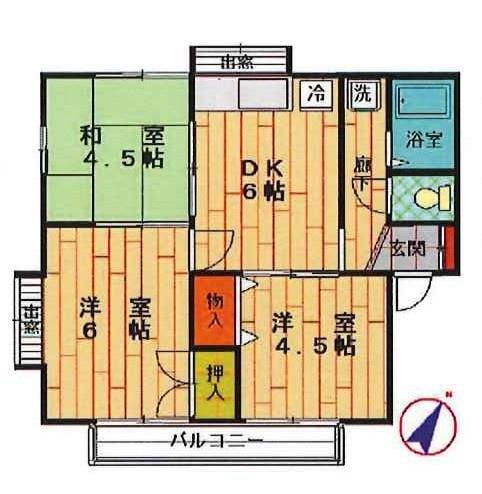 コーポ長谷川(3DK/2階)の間取り写真
