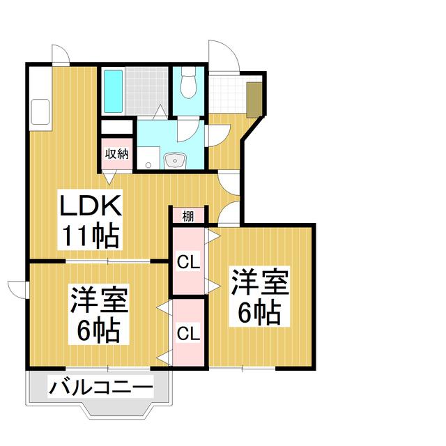 メゾン ド エスポアール A(2LDK/1階)の間取り写真