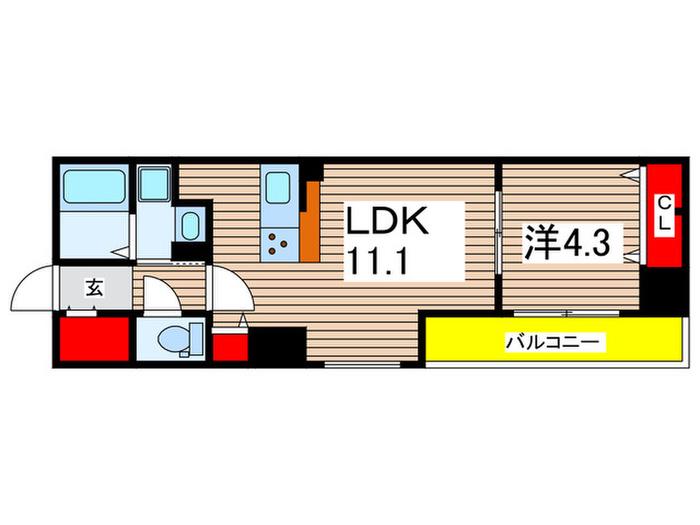 リテラス森下(1LDK/5階)の間取り写真