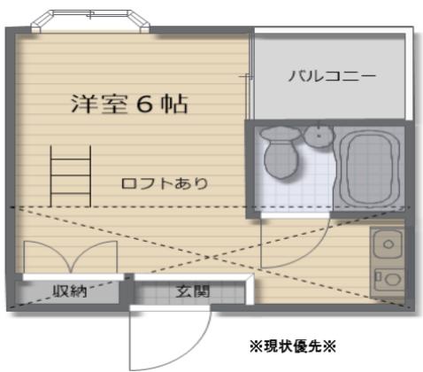 ペンション南浦和A棟(ワンルーム/1階)の間取り写真