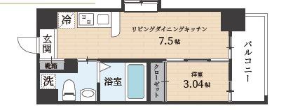 ルネッサンス21赤坂けやき通(1DK/11階)の間取り写真