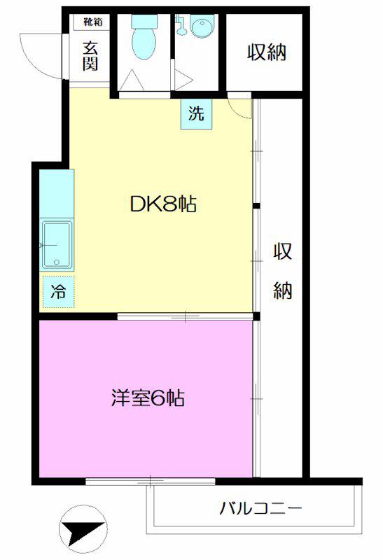 シモコシハイツ(1DK/3階)の間取り写真