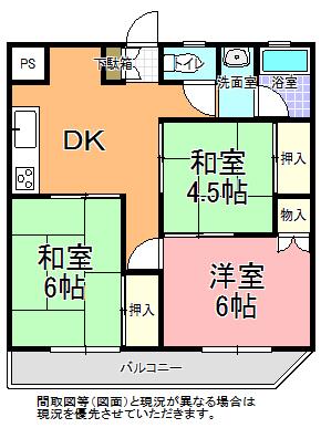 赤塚第1ビル(3DK/2階)の間取り写真