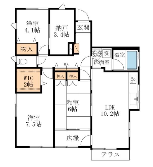 宿河原ヘーベルハウス(3LDK/1階)の間取り写真