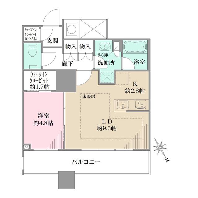 ザ・パークハウス西新宿タワー60(1LDK/9階)の間取り写真