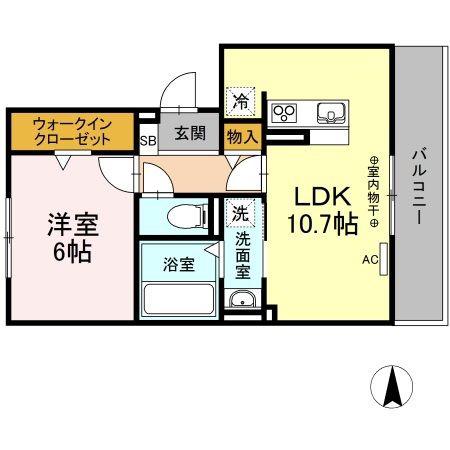 サンメゾン・桜(1LDK/3階)の間取り写真