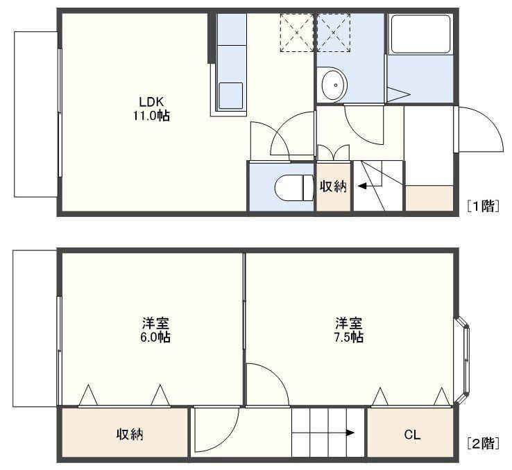 PALM HILLS(2LDK/1階)の間取り写真