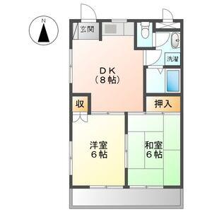 コーポラス城北(2DK/4階)の間取り写真