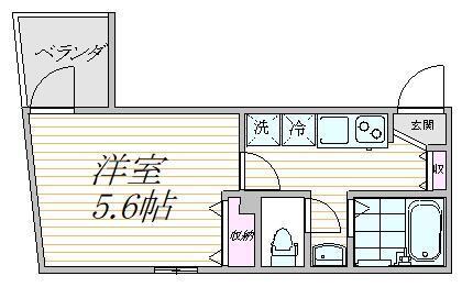 エスタシア西新井(1K/2階)の間取り写真