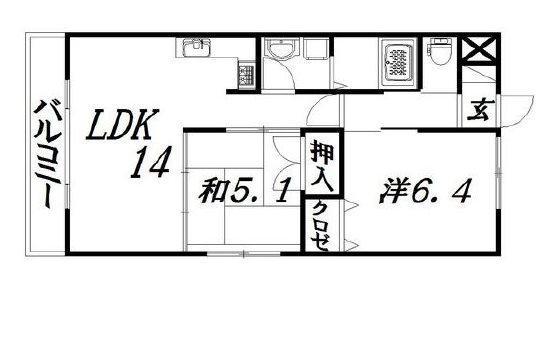 カルムシャンブル(2LDK/4階)の間取り写真