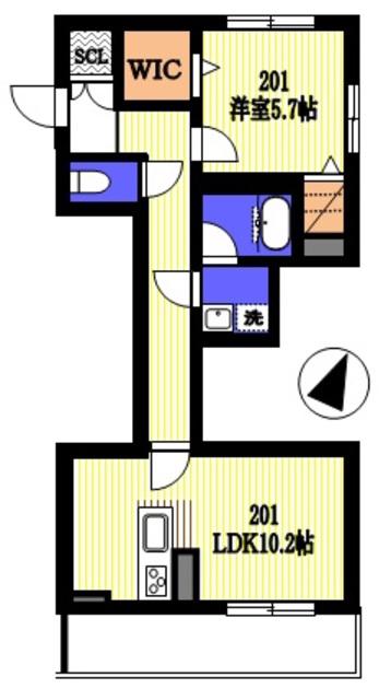 PINO JARDIN(1LDK/2階)の間取り写真