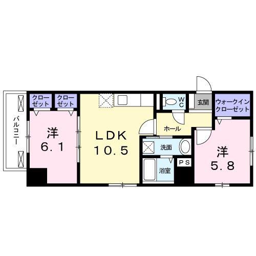 スウィート パピヨン(2LDK/8階)の間取り写真