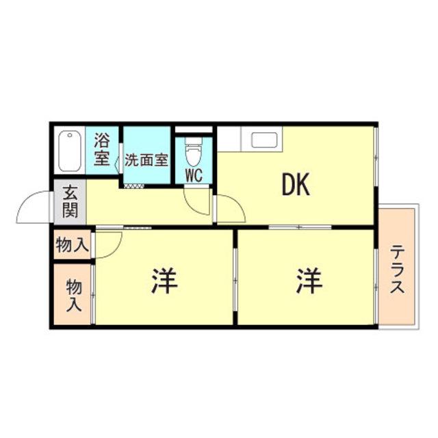 若木ハイツ(2DK/1階)の間取り写真