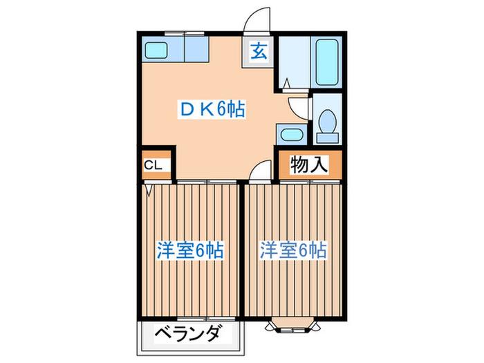 フラッツTO-1(2DK/2階)の間取り写真