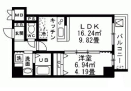 レジデンスフジミ(1LDK/2階)の間取り写真