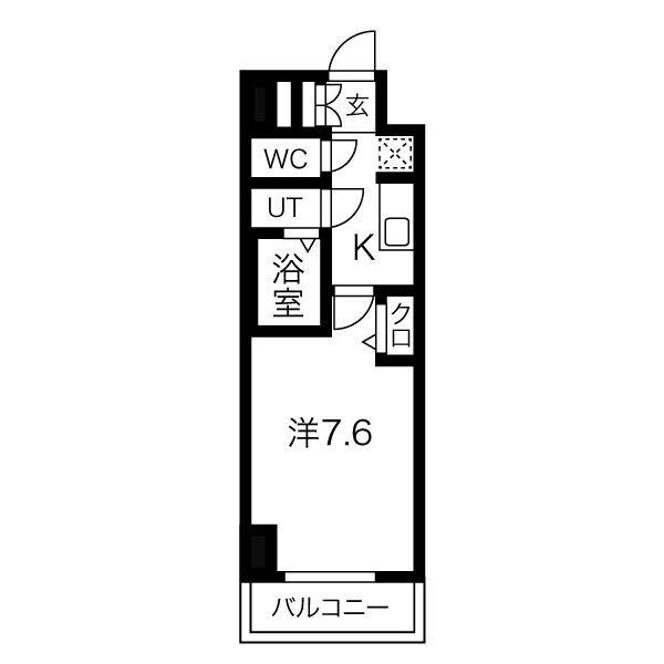 ディアレイシャス尾頭橋(1K/4階)の間取り写真