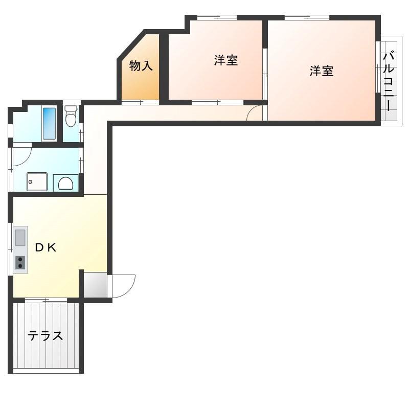 エスペランサ喜沢(2DK/2階)の間取り写真