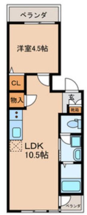 アスパイアーティクス(1LDK/4階)の間取り写真
