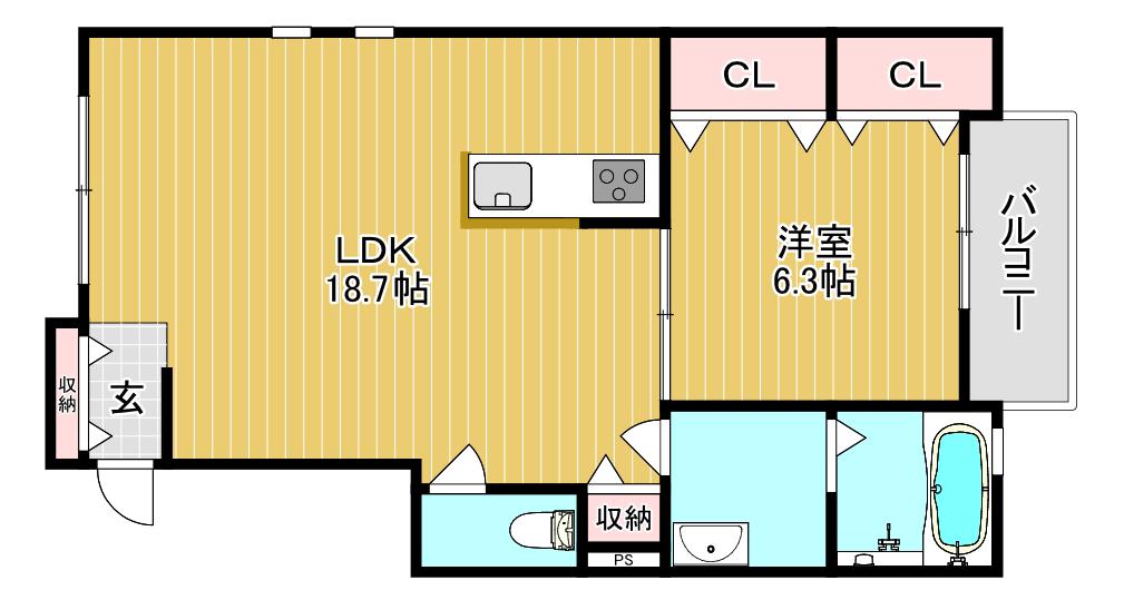 モンテーヴ大高(1LDK/2階)の間取り写真