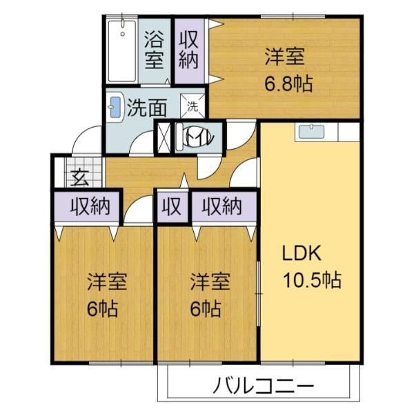 アーバンスクエア壱番館(3LDK/2階)の間取り写真