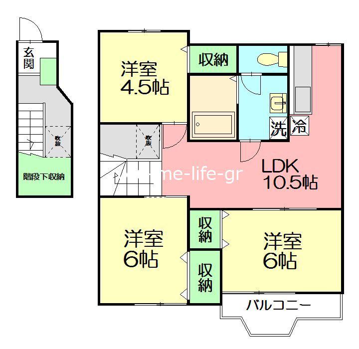 シャルマンII(3LDK/2階)の間取り写真