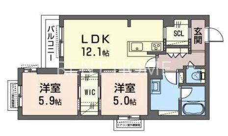 シャーメゾン八戸ノ里(2LDK/3階)の間取り写真
