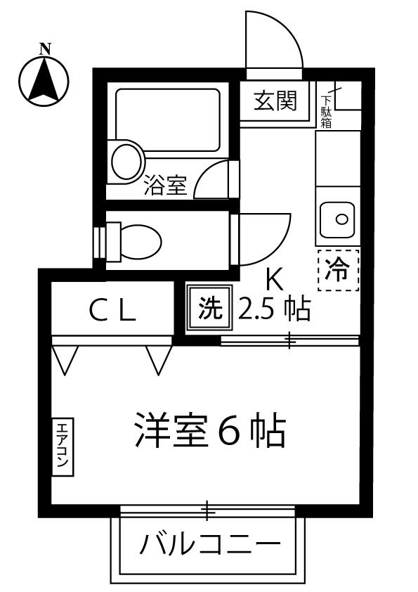 吉田コーポ(1K/2階)の間取り写真