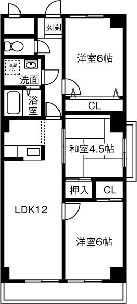 プレジデントモリス(3LDK/4階)の間取り写真