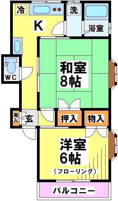 ニューバ-ス清和II(2K/2階)の間取り写真