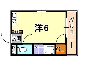 大倉山サンハイツ(ワンルーム/2階)の間取り写真