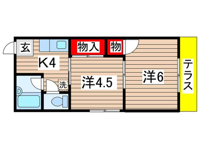 勝城ハイツ(2K/1階)の間取り写真
