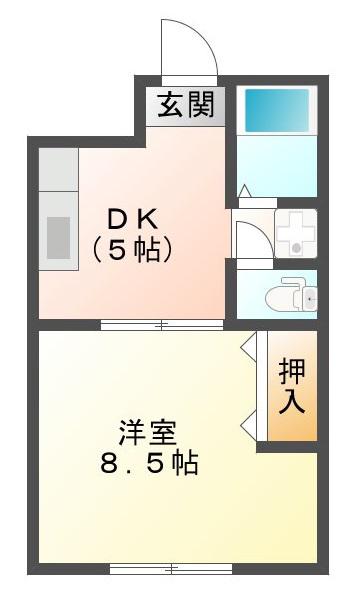 オリーブコート西深津(1DK/1階)の間取り写真