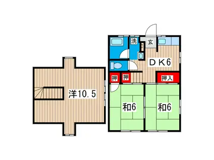 コーポK&K B(3DK/1階)の間取り写真
