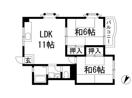 メゾン三宅1(2LDK/2階)の間取り写真