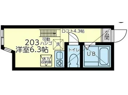 ユナイト田浦ベラクルス・メヒコ(1K/2階)の間取り写真