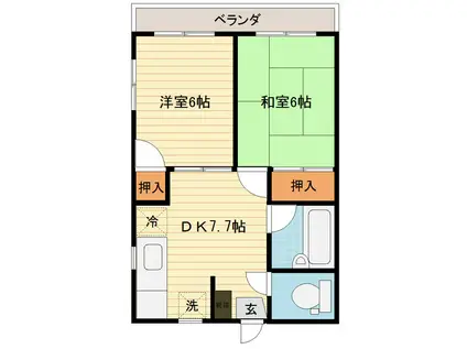 TOAマンション(2DK/1階)の間取り写真
