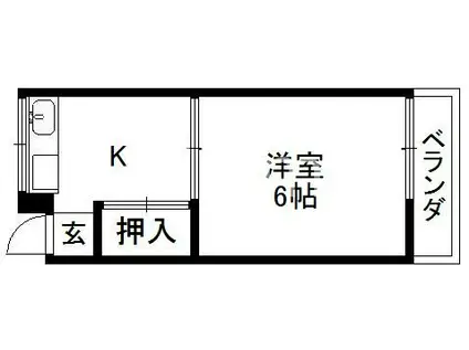 白喜久荘(2K/2階)の間取り写真