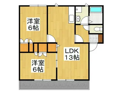 メゾン・タチバナC(2LDK/1階)の間取り写真