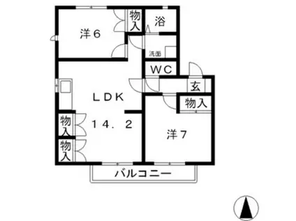 レジデンス岩田A棟(2LDK/2階)の間取り写真