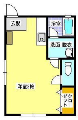 イエローハイツ(ワンルーム/2階)の間取り写真