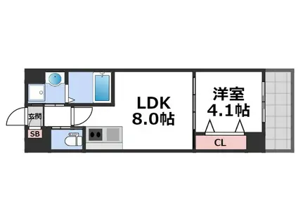 エムブイインプ大阪今里(1LDK/4階)の間取り写真