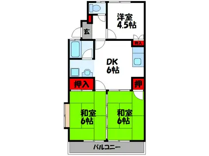 RENATUS野間I(3DK/2階)の間取り写真