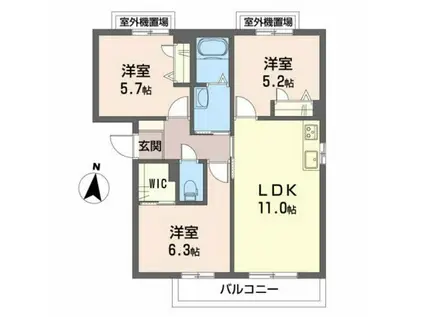 シャーメゾンクレールA(3LDK/2階)の間取り写真