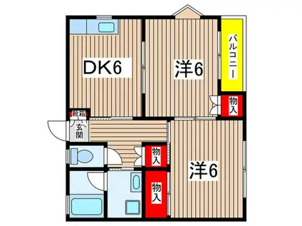 山佐ハウス(2DK/1階)の間取り写真